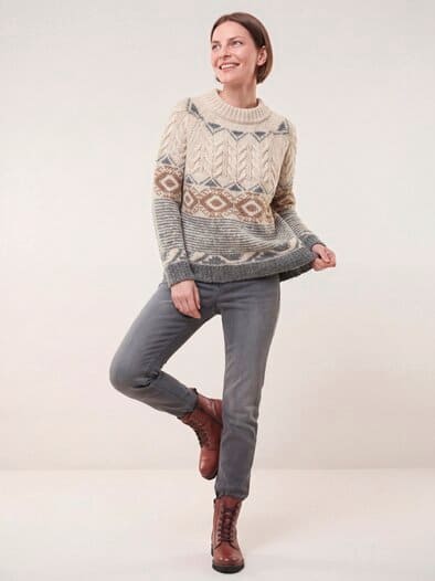 Norweger Pullover in softem Garn Multicolor Creme