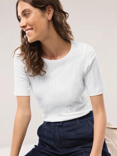 Baumwollshirt Rippenstruktur Offwhite