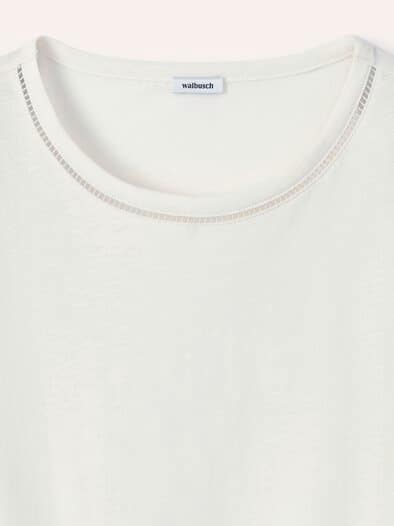 Baumwollshirt Lochstickereiband Offwhite