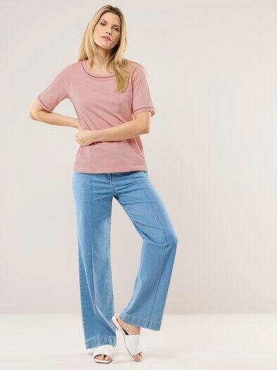 Baumwollshirt Lochstickereiband Altrosa