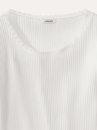 Rippshirt Spitzendetail Offwhite