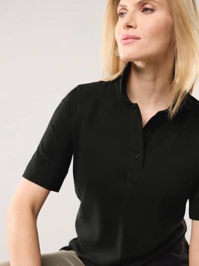 Pimacotton Basic Polo  Halbarm Schwarz