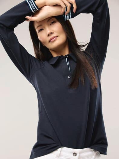 Poloshirt Kontrastdetail Nachtblau