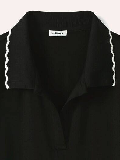 Poloshirt Wellenkante Schwarz