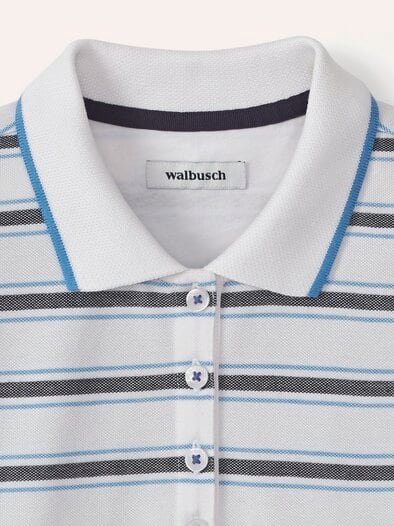 Extraglatt Polo Streifen Meerblau