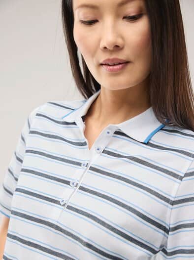 Extraglatt Polo Streifen Meerblau