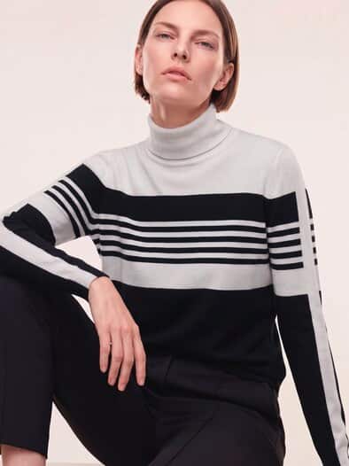 Viskose Rolli Hautschmeichler Streifen Schwarz/Offwhite