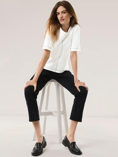 Edeljerseyshirt mit Zierstich Weiß