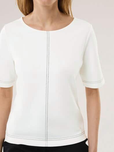 Edeljerseyshirt mit Zierstich Weiß