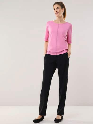 Edeljerseyshirt mit Zierstich Malve