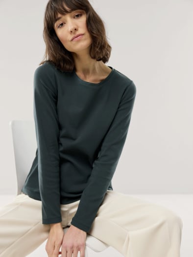 Baumwollshirt Satindetail Schwarz