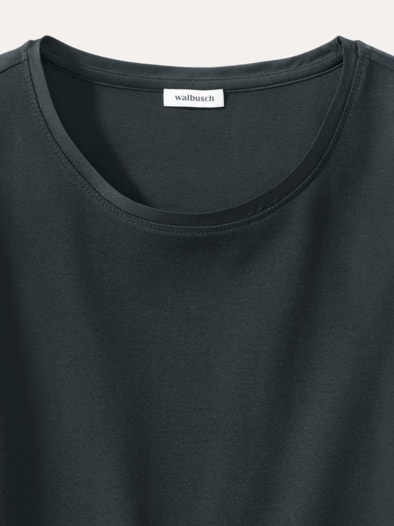 Baumwollshirt Satindetail Schwarz