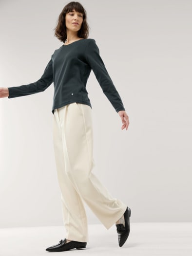 Baumwollshirt Satindetail Schwarz