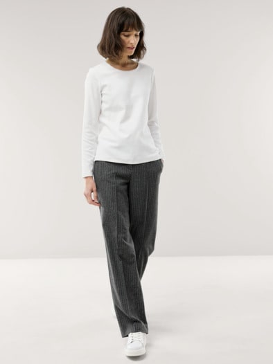 Baumwollshirt Satindetail Offwhite