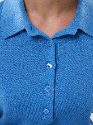 Polo-Pullover mit Seide Meerblau