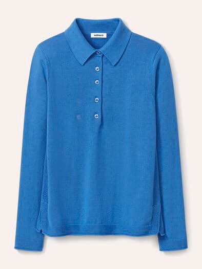 Polo-Pullover mit Seide Meerblau