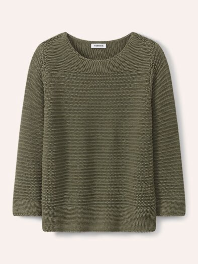 Pullover aus Bändchengarn Khaki