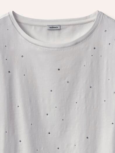 Baumwollshirt mit Glitzersteinen Offwhite