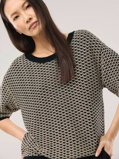 Pullover in Bicolor-Optik Schwarz/Sand