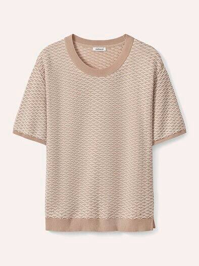 Pullover in Bicolor-Optik Sand/Offwhite