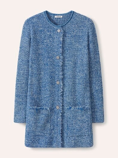 Fancy Longstrickjacke Blau/Offwhite