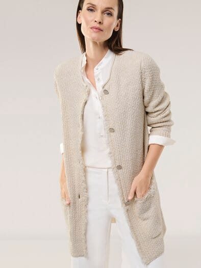 Fancy Longstrickjacke Creme/Offwhite