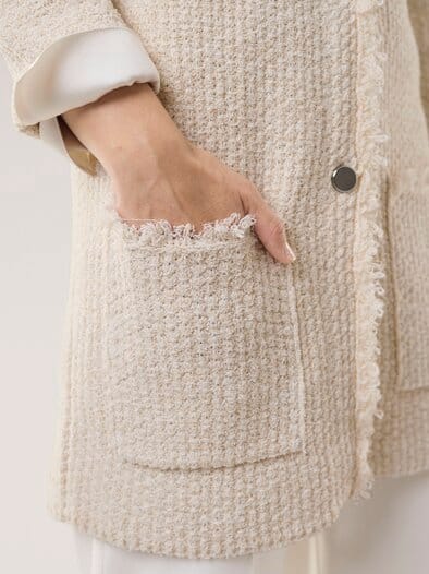 Fancy Longstrickjacke Creme/Offwhite