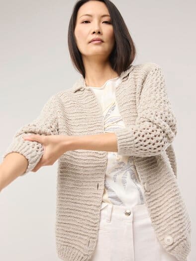 Strickjacke mit Leinen Natur
