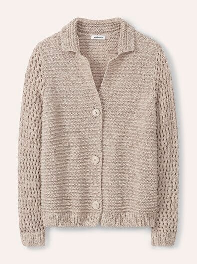 Strickjacke mit Leinen Natur