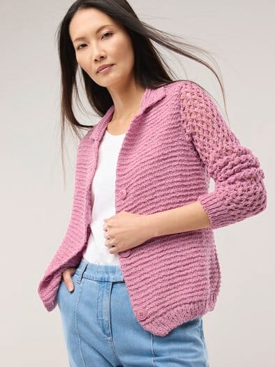 Strickjacke mit Leinen Nelke