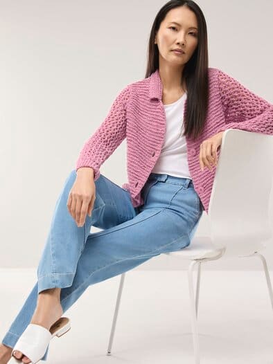 Strickjacke mit Leinen Nelke