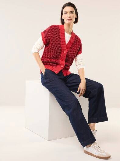 Strickweste mit Waffelstruktur Signalrot