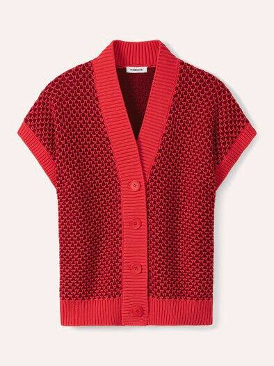 Strickweste mit Waffelstruktur Signalrot