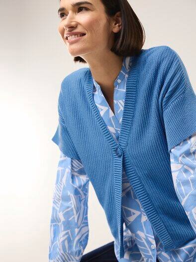 Strickweste Strukturmuster Jeansblau