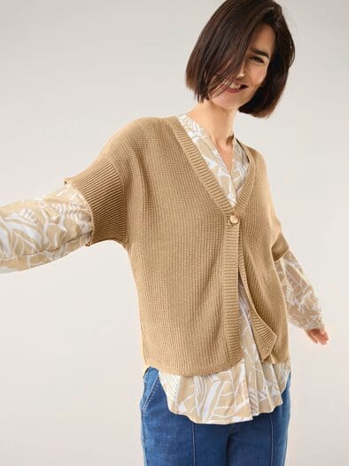 Strickweste Strukturmuster Sand