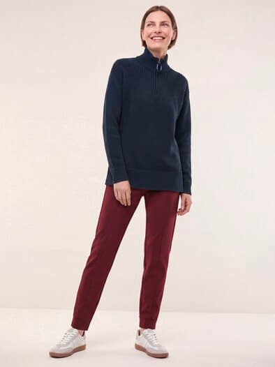 Pullover mit Troyerkragen Nachtblau
