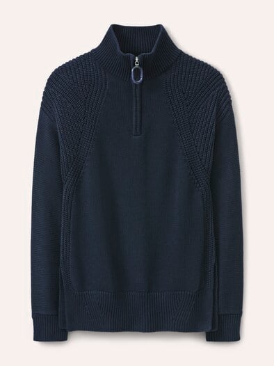 Pullover mit Troyerkragen Nachtblau