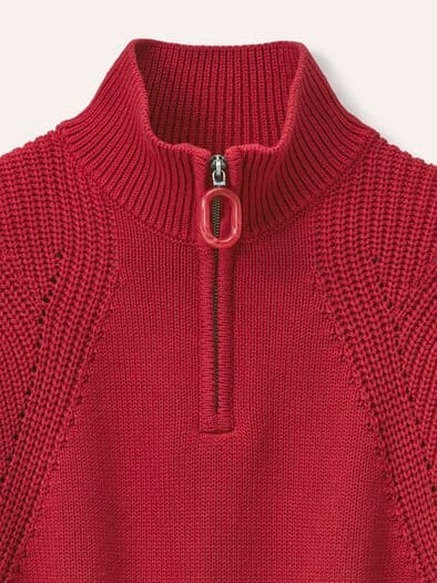 Pullover mit Troyerkragen Dunkelrot