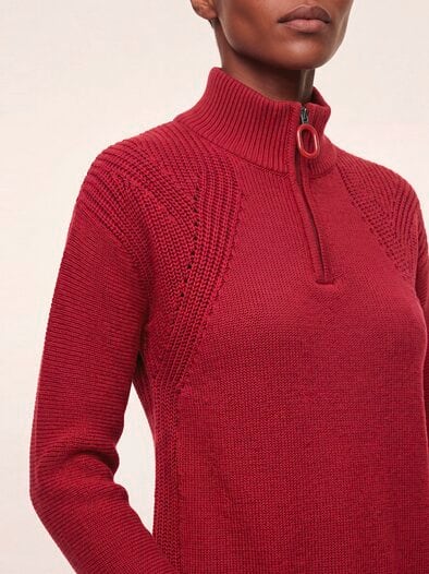 Pullover mit Troyerkragen Dunkelrot