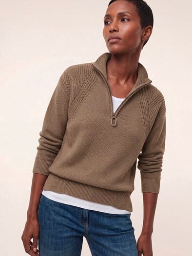 Pullover mit Troyerkragen Praline