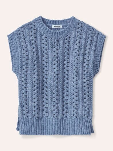 Edler Ajour Pullunder in weichem Garn Smokey Blue