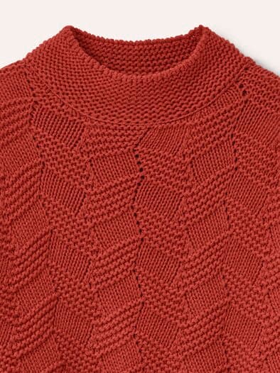 Weicher Strukturpullover Ziegelrot