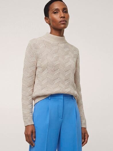 Weicher Strukturpullover Creme