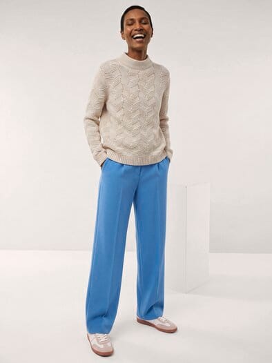 Weicher Strukturpullover Creme
