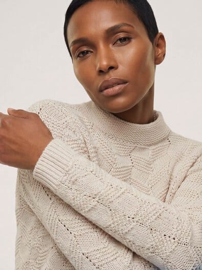 Weicher Strukturpullover Creme