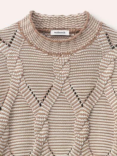 Zopfpullover in Baumwollmischung Praline/Creme