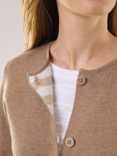 Doubleface Strickjacke Praline