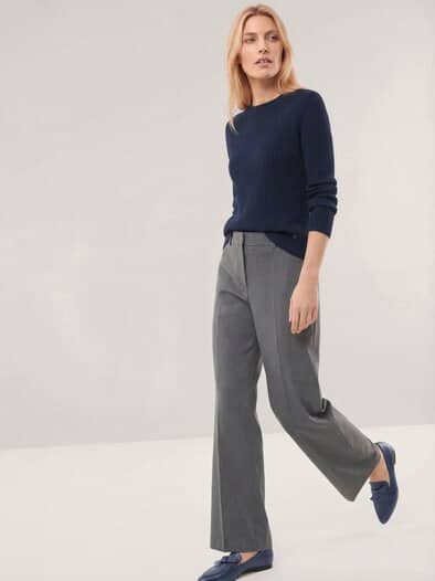 Baumwollmix Pullover in Rippenstrick Optik Nachtblau