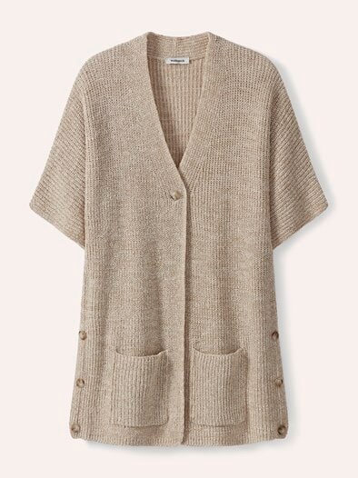 Longstrickweste mit Kimonoärmeln Sand