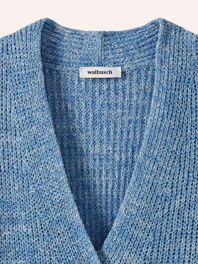 Longstrickweste mit Kimonoärmeln Jeansblau